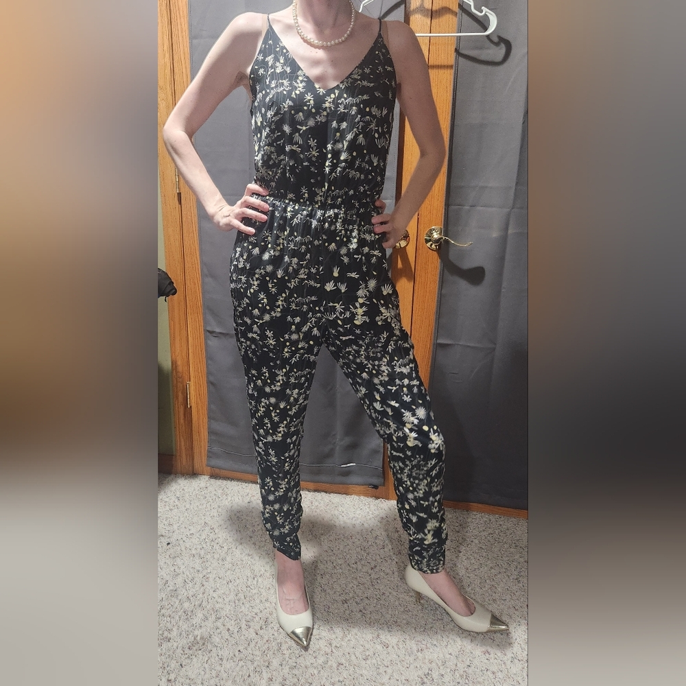 H&M Floral Black Jumpsuit